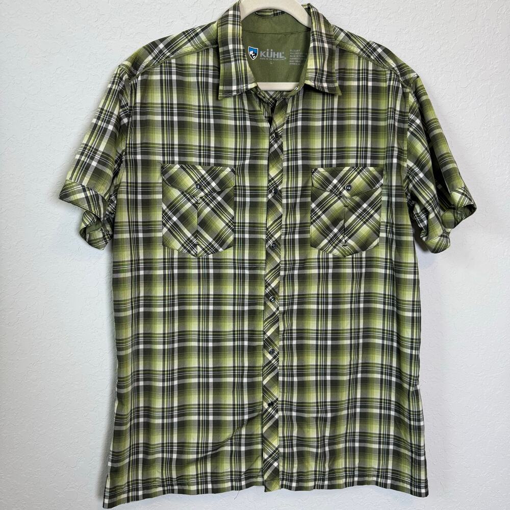 Kuhl Men's Green Plaid Short Sleeve Button Down Shirt‎ Size L